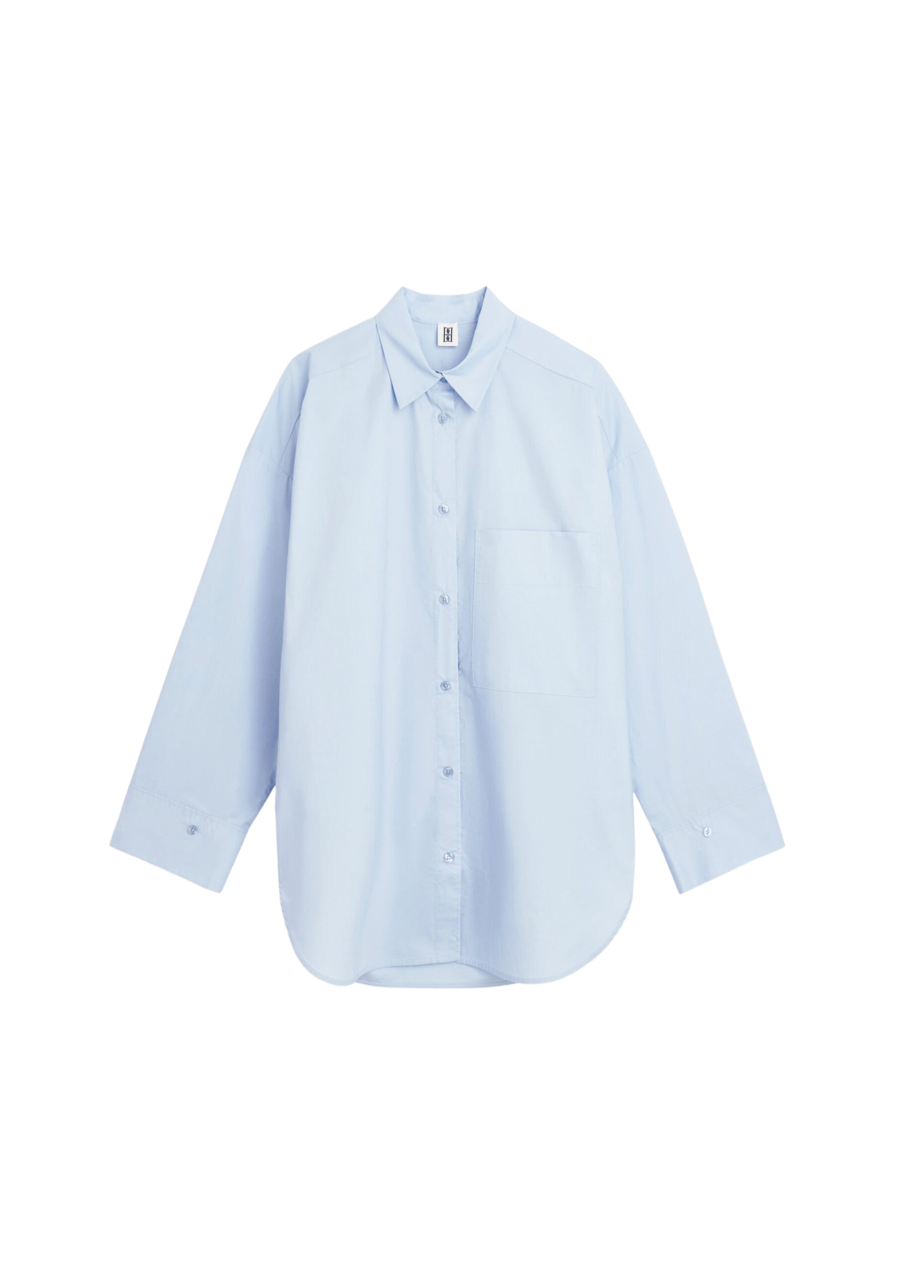 The Frankie Shop Derris Cotton Shirt - Periwinkle Blue - Oversized Minimalist Tops in Purple - Shop at Luxury Shoes 