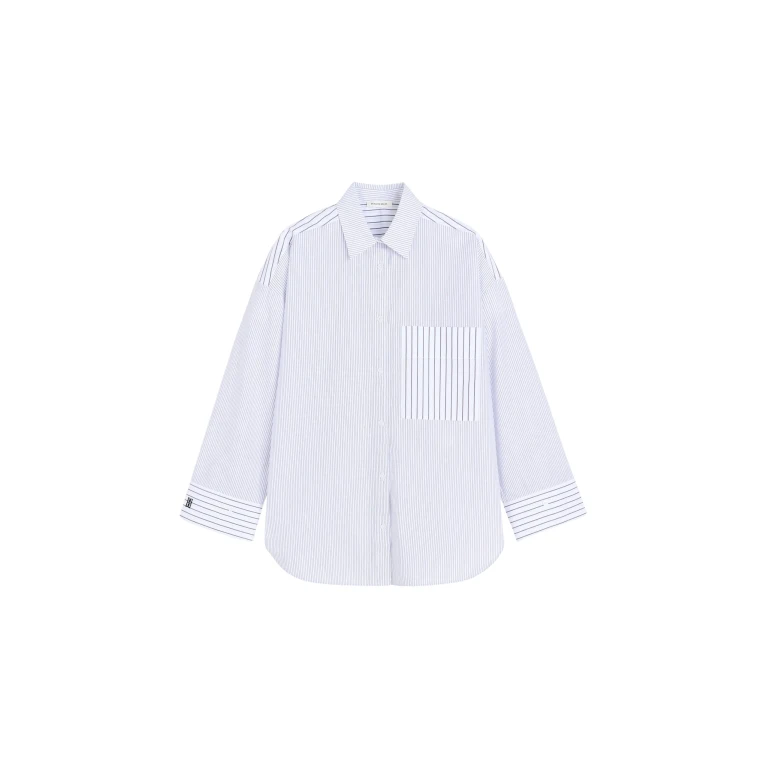 The Frankie Shop Derris Shirt - White/Black Mix Stripe - Oversized Minimalist Tops in Multicolour - Shop at Luxury Shoes 