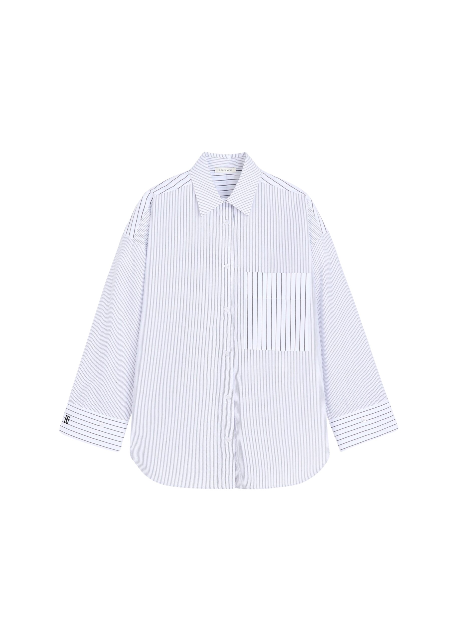 The Frankie Shop Derris Shirt - White/Black Mix Stripe - Oversized Minimalist Tops in Multicolour - Shop at Luxury Shoes 