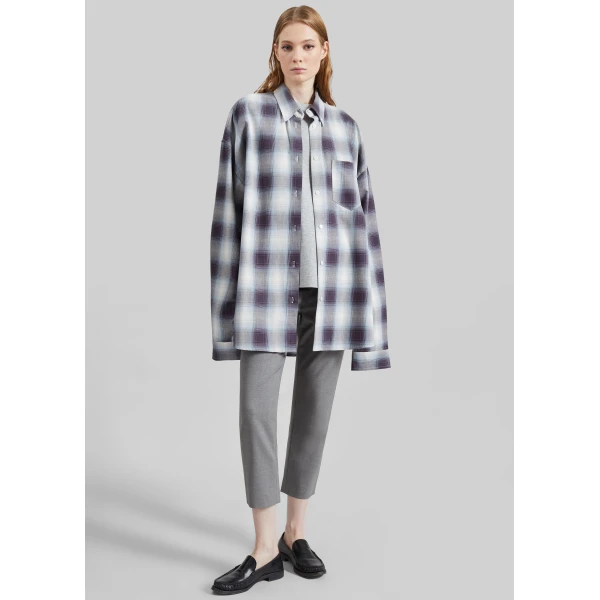 The Frankie Shop Devv Shirt - Checked Blue - Oversized Minimalist Tops in Multicolour - Shop at Luxury Shoes 