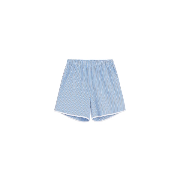 The Frankie Shop Deya Fluid Mini Boxer Shorts - Blue/White Stripe - Oversized Minimalist Shorts in Multicolour - Shop at Luxury Shoes 