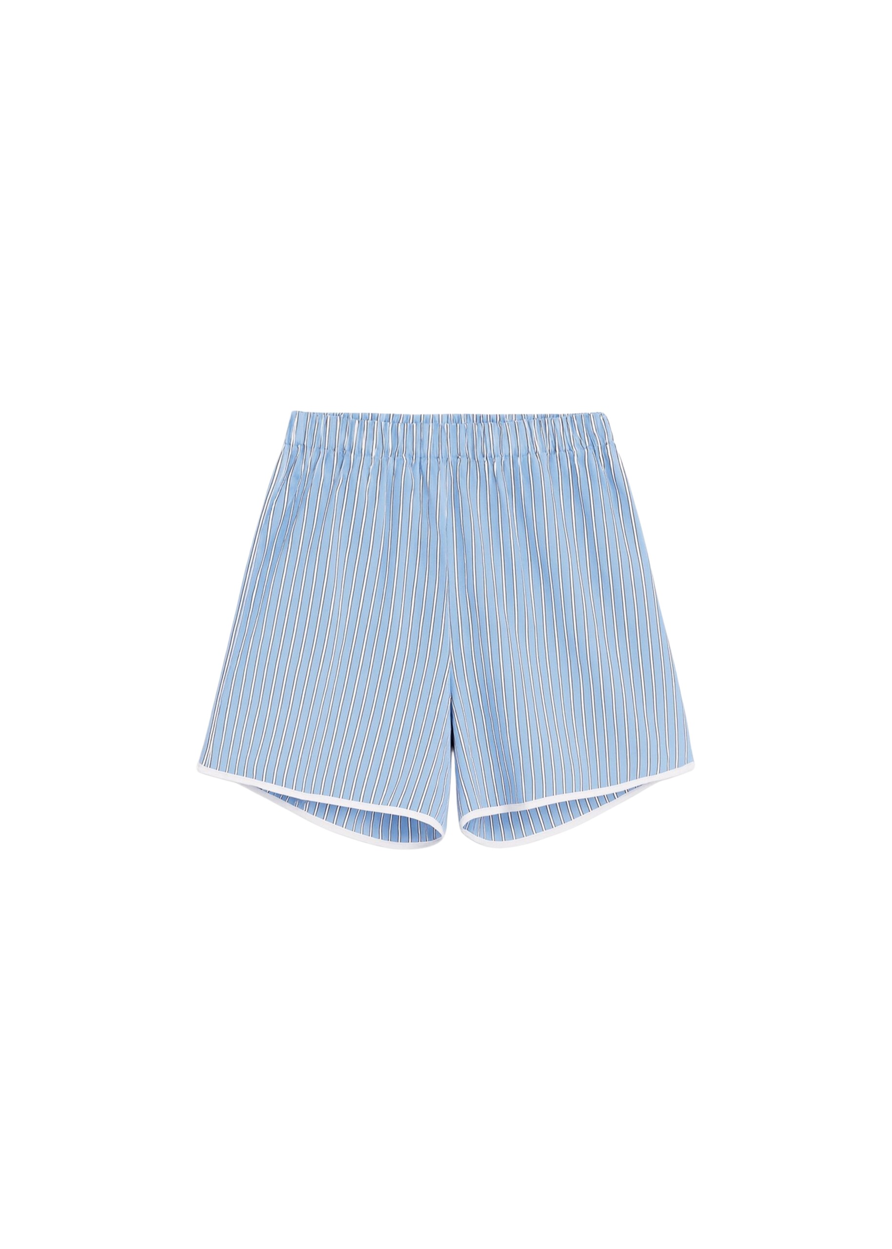 The Frankie Shop Deya Fluid Mini Boxer Shorts – Blue/White Stripe