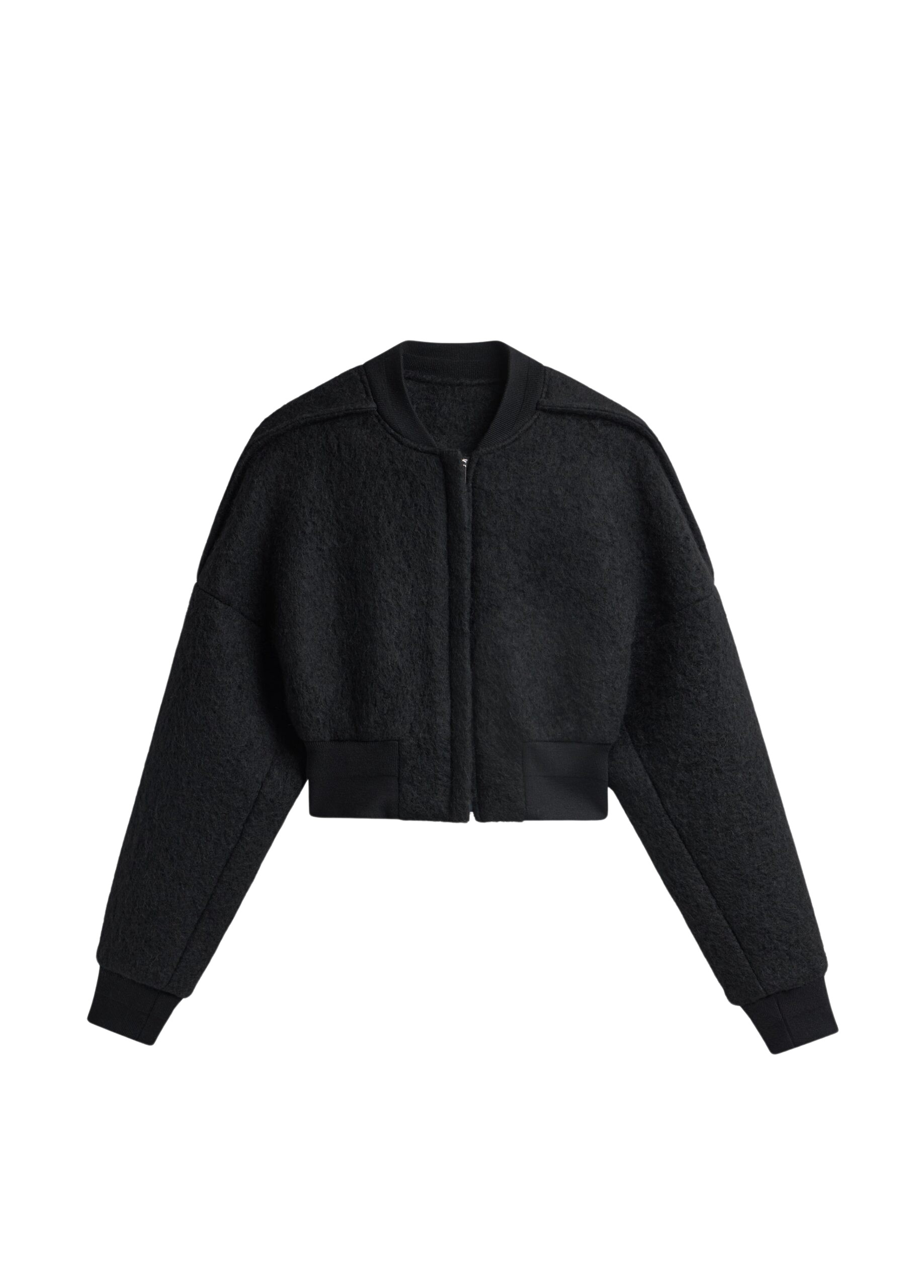 The Frankie Shop Dimaro Wool Cropped Bomber Jacket – Black