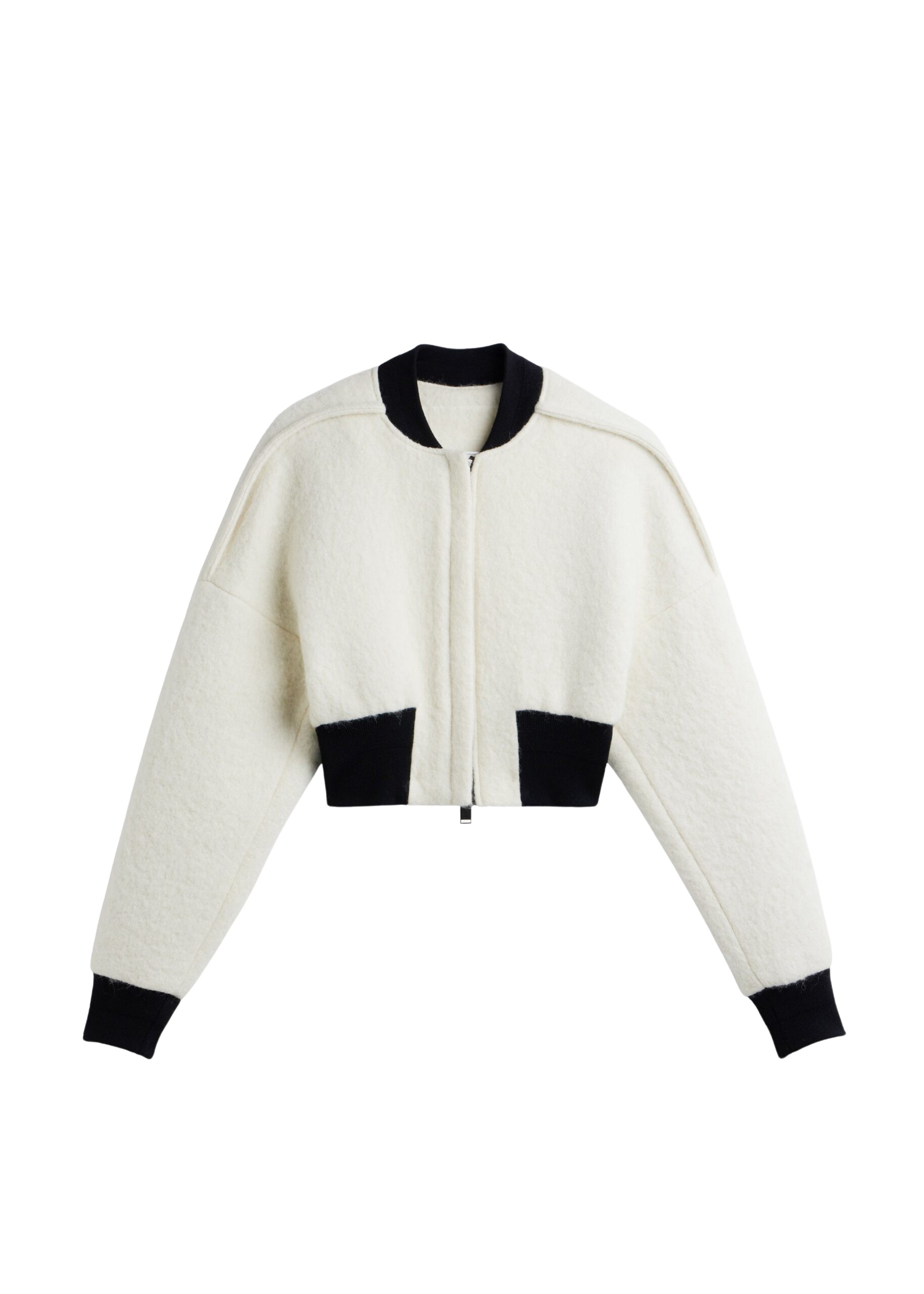 The Frankie Shop Dimaro Wool Cropped Bomber Jacket – Ivory