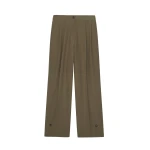The Frankie Shop Dina Pleated Trousers - Khaki - Oversized Minimalist Pants in Green - Shop at Luxury Shoes 