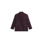 The Frankie Shop Dinant Padded Double-Breasted Blazer - Burgundy Plaid - Oversized Minimalist Jackets in Multicolour - Shop at Luxury Shoes 