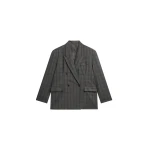 The Frankie Shop Dinant Padded Double-Breasted Blazer - Grey Plaid - Oversized Minimalist Jackets in Multicolour - Shop at Luxury Shoes 