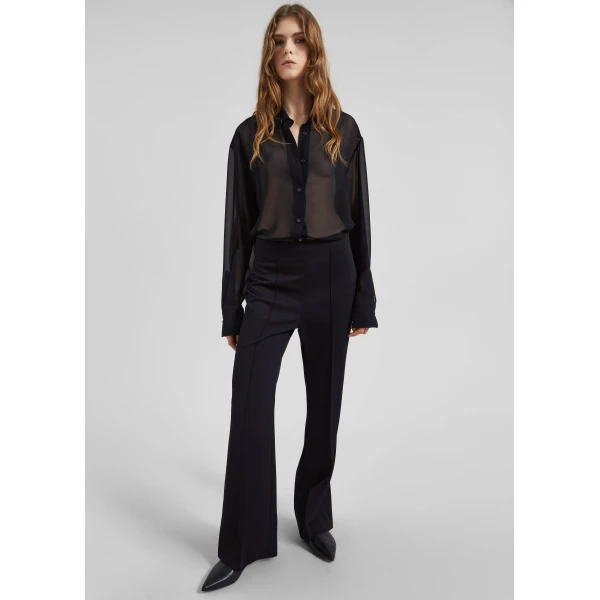 The Frankie Shop Dorotea Flared Pants - Black - Oversized Minimalist Pants in Black - Shop at Luxury Shoes 