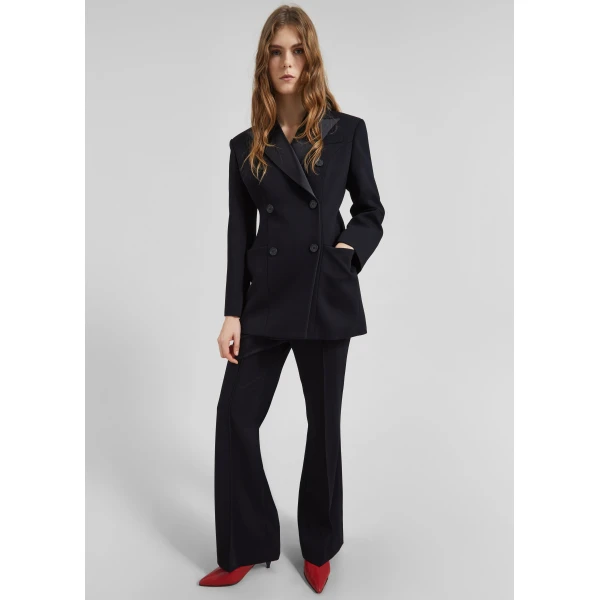 The Frankie Shop Dorotea Flared Pants - Black - Oversized Minimalist Pants in Black - Shop at Luxury Shoes 
