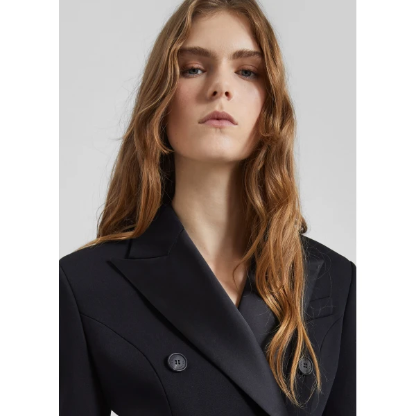 The Frankie Shop Dorotea Hourglass Smoking Blazer - Black - Oversized Minimalist Jackets in Black - Shop at Luxury Shoes 