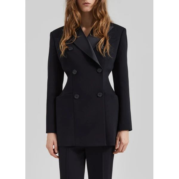 The Frankie Shop Dorotea Hourglass Smoking Blazer - Black - Oversized Minimalist Jackets in Black - Shop at Luxury Shoes 