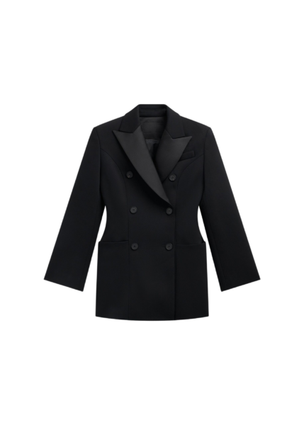 The Frankie Shop Dorotea Hourglass Smoking Blazer - Black - Oversized Minimalist Jackets in Black - Shop at Luxury Shoes 