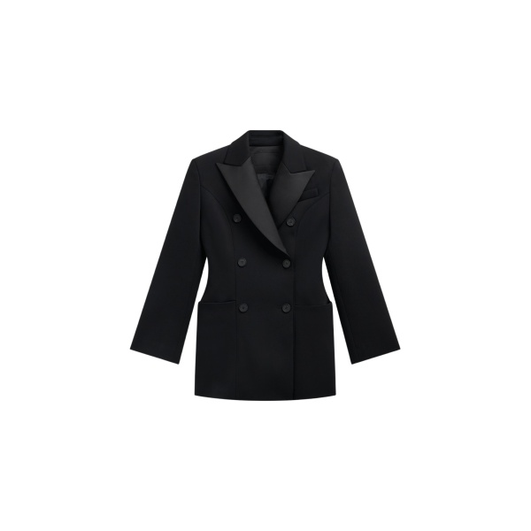 The Frankie Shop Dorotea Hourglass Smoking Blazer - Black - Oversized Minimalist Jackets in Black - Shop at Luxury Shoes 