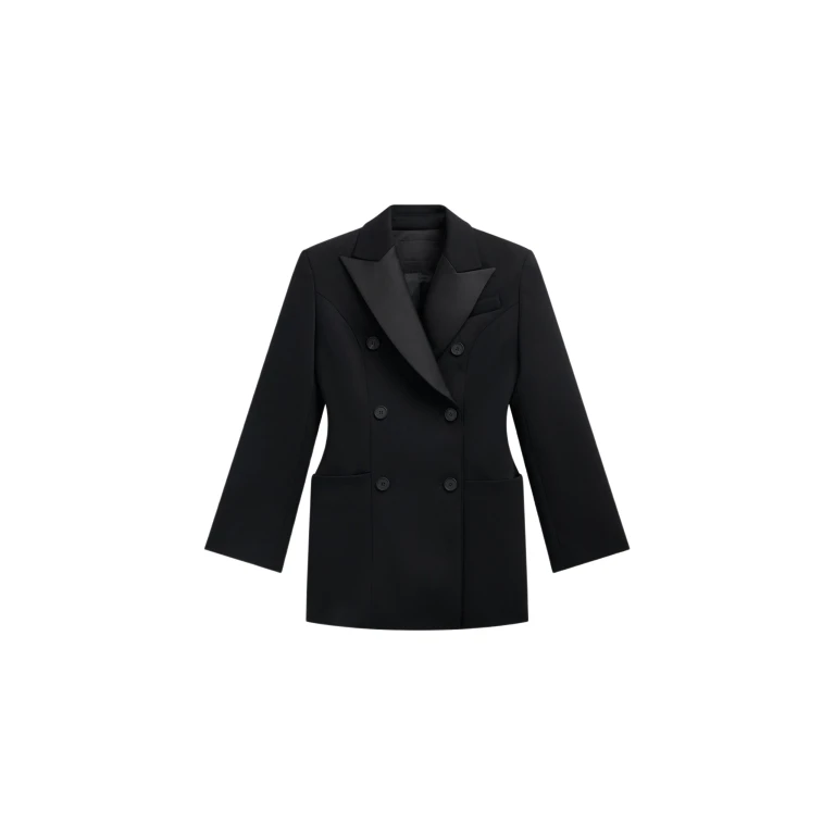 The Frankie Shop Dorotea Hourglass Smoking Blazer - Black - Oversized Minimalist Jackets in Black - Shop at Luxury Shoes 