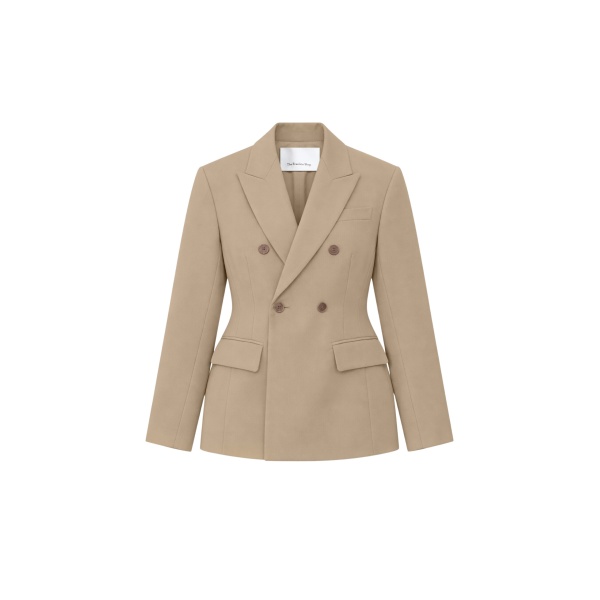 The Frankie Shop Doyer Cinched Blazer - Beige - Oversized Minimalist Jackets in Beige - Shop at Luxury Shoes 