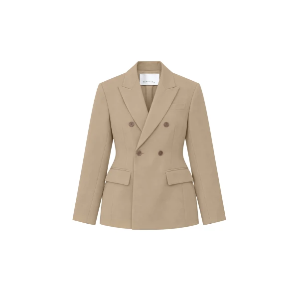 The Frankie Shop Doyer Cinched Blazer - Beige - Oversized Minimalist Jackets in Beige - Shop at Luxury Shoes 
