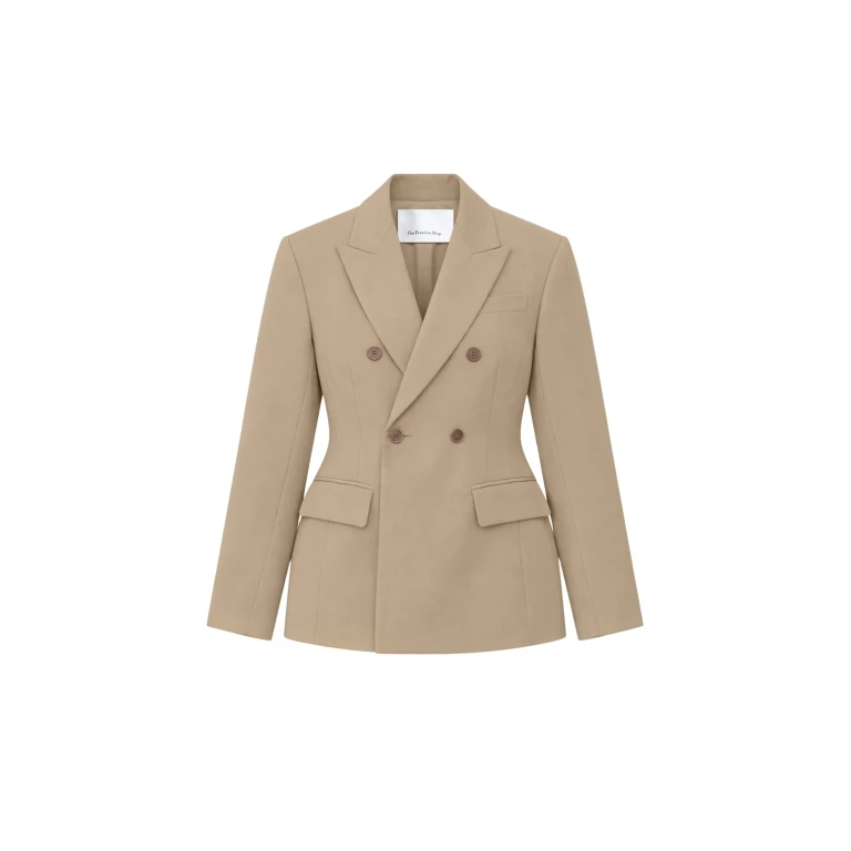 The Frankie Shop Doyer Cinched Blazer - Beige - Oversized Minimalist Jackets in Beige - Shop at Luxury Shoes 