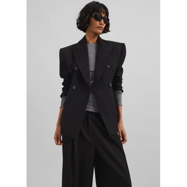The Frankie Shop Doyer Cinched Blazer - Black - Oversized Minimalist Jackets in Black - Shop at Luxury Shoes 