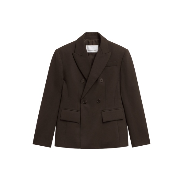 The Frankie Shop Doyer Cinched Blazer - Brown - Oversized Minimalist Jackets in Beige - Shop at Luxury Shoes 