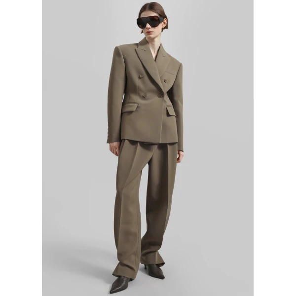 The Frankie Shop Doyer Cinched Blazer – Moss Green, view 3