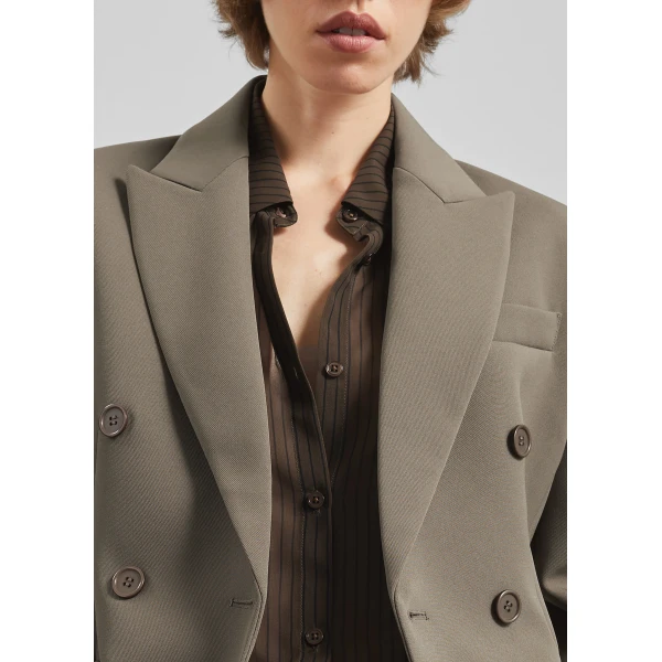 The Frankie Shop Doyer Cinched Blazer – Moss Green, view 4