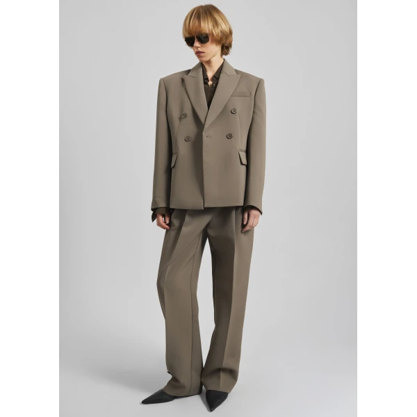 The Frankie Shop Doyer Cinched Blazer – Moss Green, view 6