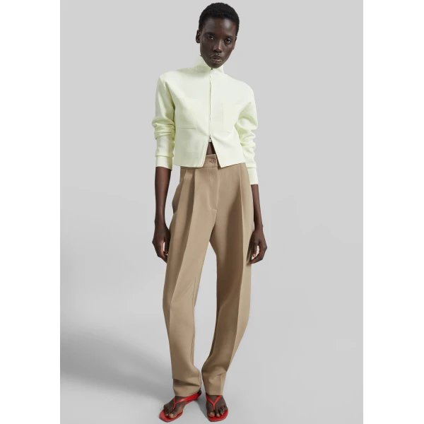 The Frankie Shop Doyer Pleated Trousers - Beige - Oversized Minimalist Pants in Beige - Shop at Luxury Shoes 