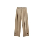 The Frankie Shop Doyer Pleated Trousers - Beige - Oversized Minimalist Pants in Beige - Shop at Luxury Shoes 