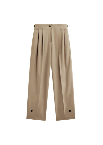 The Frankie Shop Doyer Pleated Trousers - Beige - Oversized Minimalist Pants in Beige - Shop at Luxury Shoes 