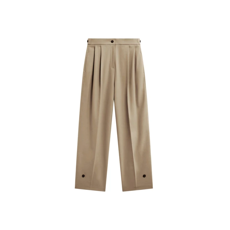 The Frankie Shop Doyer Pleated Trousers - Beige - Oversized Minimalist Pants in Beige - Shop at Luxury Shoes 