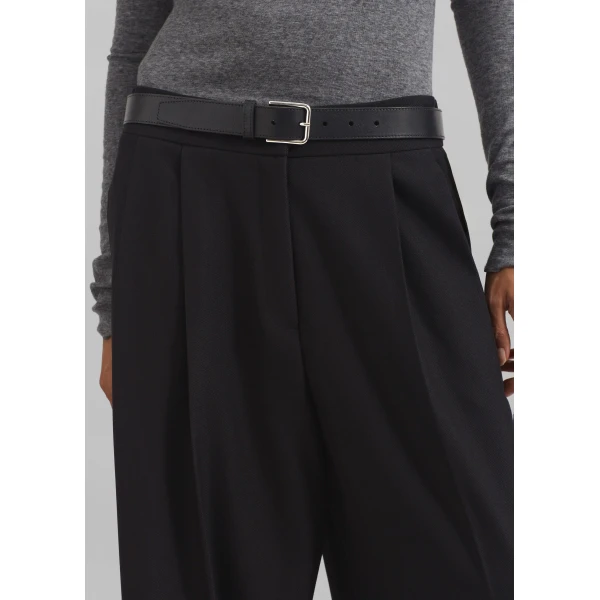 The Frankie Shop Doyer Pleated Trousers - Black - Oversized Minimalist Pants in Black - Shop at Luxury Shoes 