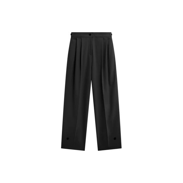 The Frankie Shop Doyer Pleated Trousers - Black - Oversized Minimalist Pants in Black - Shop at Luxury Shoes 
