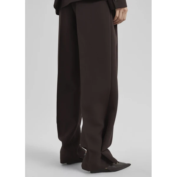 The Frankie Shop Doyer Pleated Trousers - Brown - Oversized Minimalist Pants in Beige - Shop at Luxury Shoes 