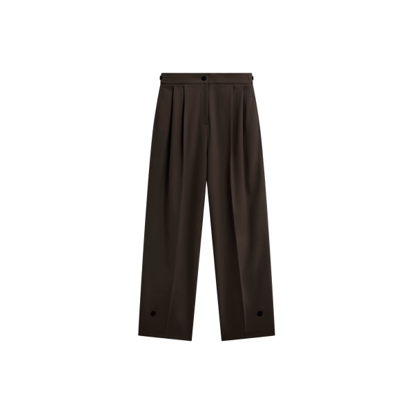 The Frankie Shop Doyer Pleated Trousers - Brown - Oversized Minimalist Pants in Beige - Shop at Luxury Shoes 