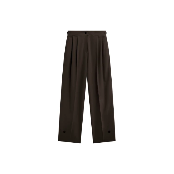The Frankie Shop Doyer Pleated Trousers - Brown - Oversized Minimalist Pants in Beige - Shop at Luxury Shoes 