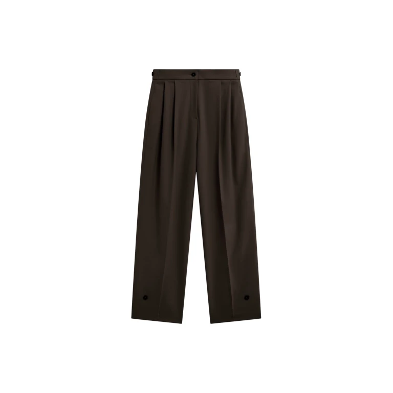 The Frankie Shop Doyer Pleated Trousers - Brown - Oversized Minimalist Pants in Beige - Shop at Luxury Shoes 