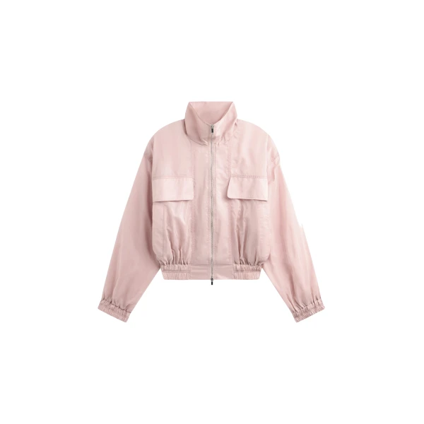 The Frankie Shop Drea Sheer Bomber Jacket - Faded Pink - Oversized Minimalist Jackets in Pink - Shop at Luxury Shoes 