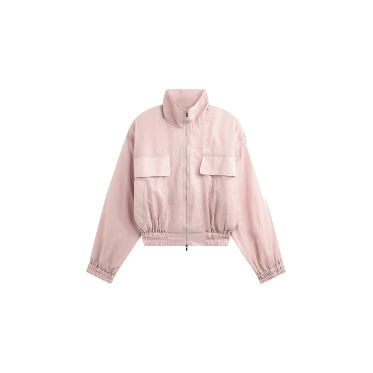 The Frankie Shop Drea Sheer Bomber Jacket - Faded Pink - Oversized Minimalist Jackets in Pink - Shop at Luxury Shoes 