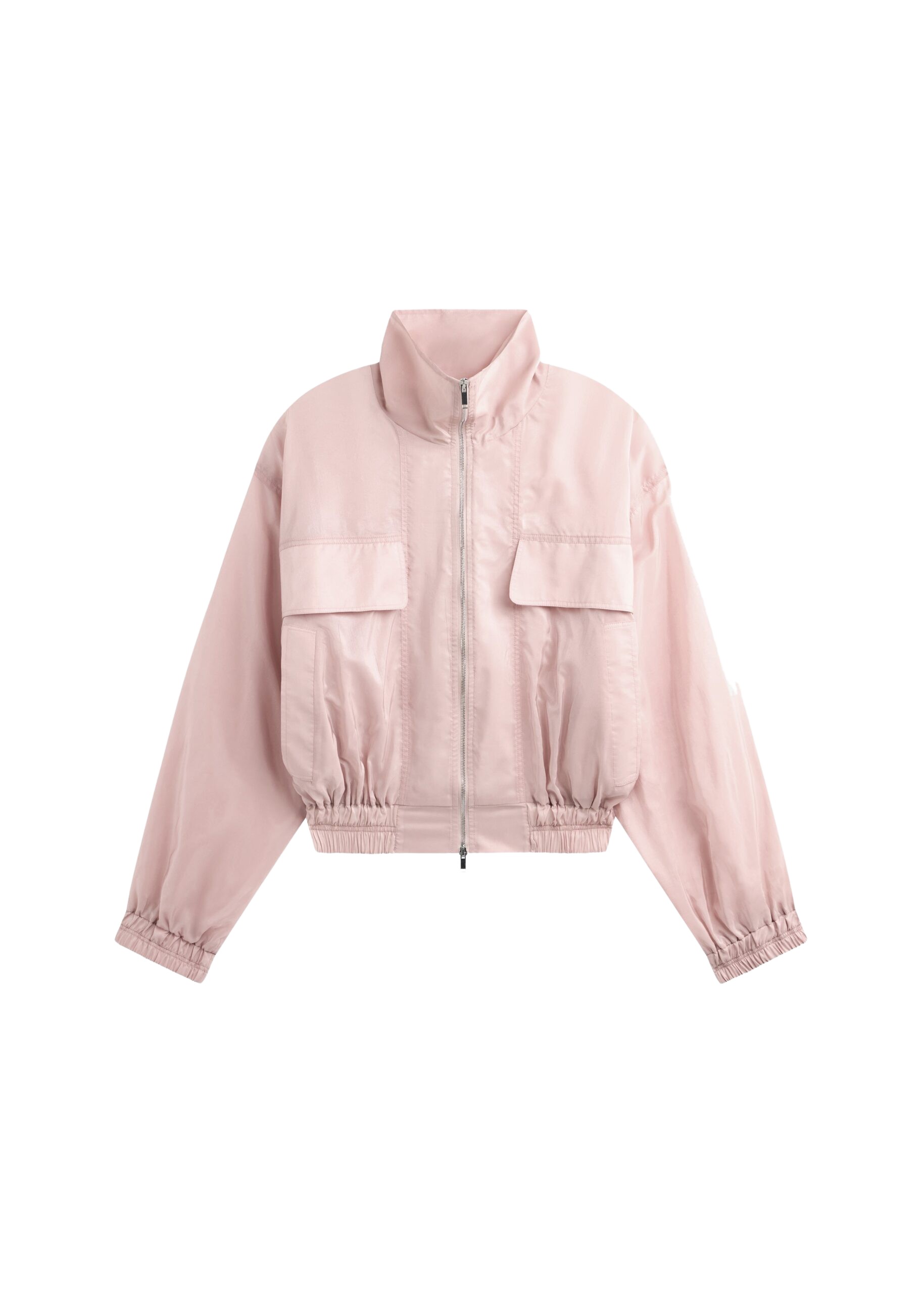 The Frankie Shop Drea Sheer Bomber Jacket – Faded Pink