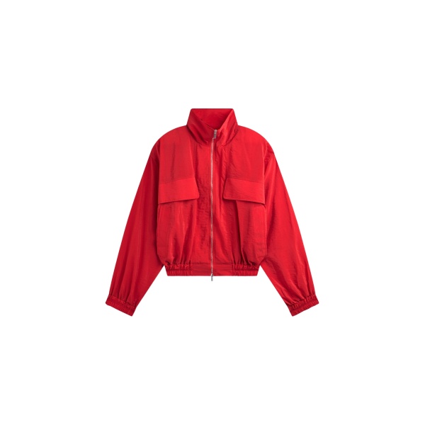 The Frankie Shop Drea Sheer Bomber Jacket - Red - Oversized Minimalist Jackets in Red - Shop at Luxury Shoes 