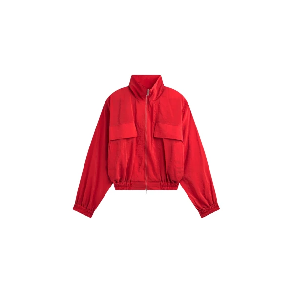 The Frankie Shop Drea Sheer Bomber Jacket - Red - Oversized Minimalist Jackets in Red - Shop at Luxury Shoes 