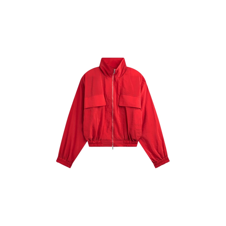 The Frankie Shop Drea Sheer Bomber Jacket - Red - Oversized Minimalist Jackets in Red - Shop at Luxury Shoes 