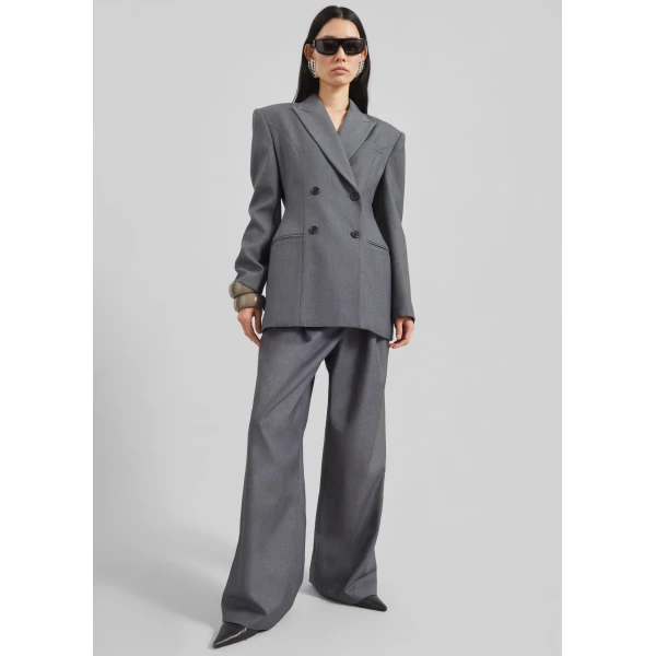 The Frankie Shop Dulverton Hourglass Blazer - Grey - Oversized Minimalist Jackets in Grey - Shop at Luxury Shoes 