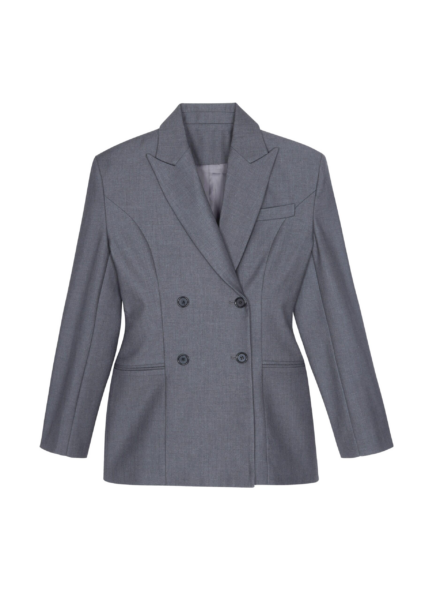 The Frankie Shop Dulverton Hourglass Blazer - Grey - Oversized Minimalist Jackets in Grey - Shop at Luxury Shoes 