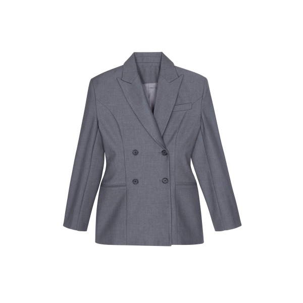 The Frankie Shop Dulverton Hourglass Blazer - Grey - Oversized Minimalist Jackets in Grey - Shop at Luxury Shoes 