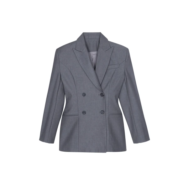 The Frankie Shop Dulverton Hourglass Blazer - Grey - Oversized Minimalist Jackets in Grey - Shop at Luxury Shoes 