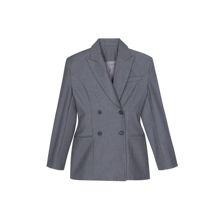 The Frankie Shop Dulverton Hourglass Blazer - Grey - Oversized Minimalist Jackets in Grey - Shop at Luxury Shoes 