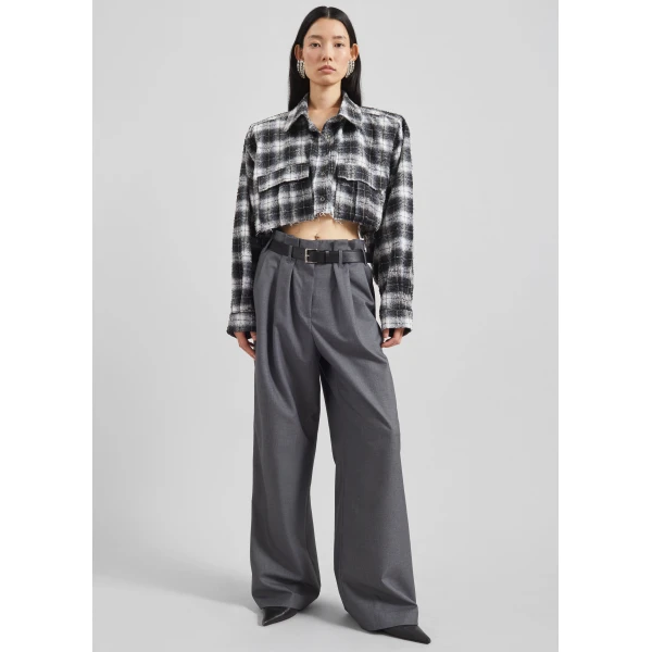 The Frankie Shop Dulverton Pleated Trousers - Grey - Oversized Minimalist Pants in Grey - Shop at Luxury Shoes 