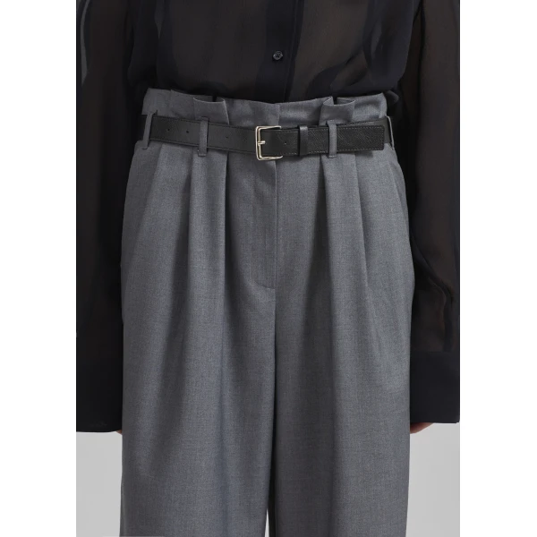 The Frankie Shop Dulverton Pleated Trousers - Grey - Oversized Minimalist Pants in Grey - Shop at Luxury Shoes 