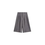 The Frankie Shop Dunley Bermuda Shorts - Charcoal Melange - Oversized Minimalist Shorts in Grey - Shop at Luxury Shoes 